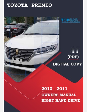 toyota premio 2010-2011 owners manual in english